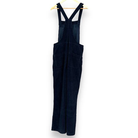 Reformation Navy Corduroy Baldwin Overalls Ribbed Wide Leg Women's 10 Blue - Picture 3 of 14